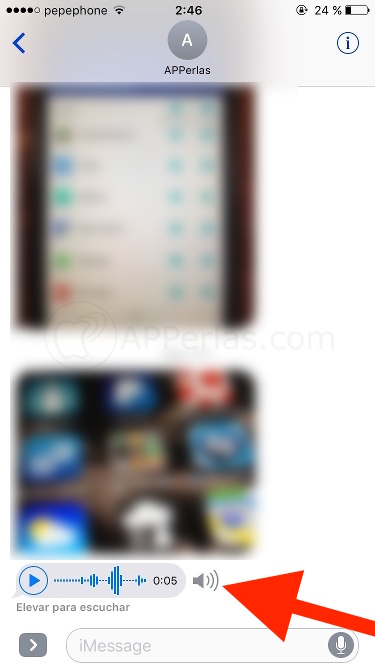 Altavoz en mensajes hablados de iMessage Altavoz en mensajes hablados de iMessage