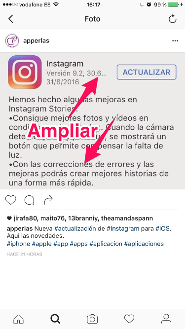 Ampliar zoom en Instagram 1
