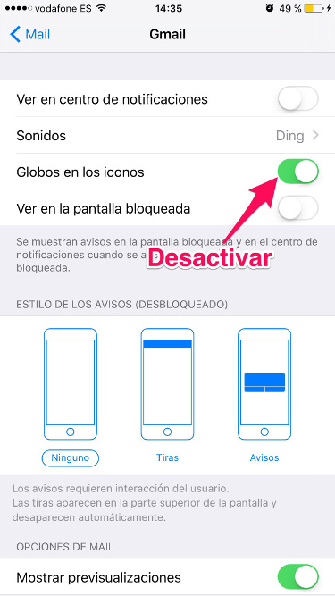 notificaciones de Mail 2