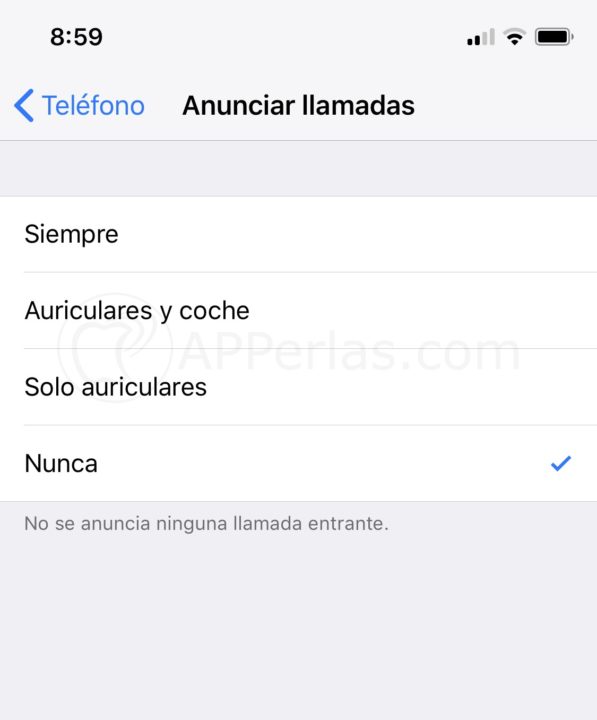 Elige cuando quieres que se anuncien las llamadas Elige cuando quieres que se anuncien las llamadas
