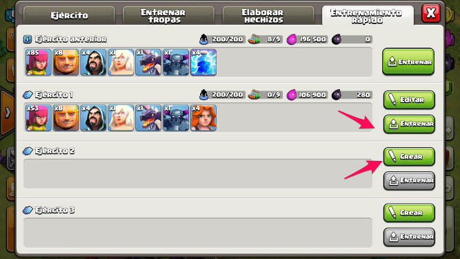 Crear tropas tropas en Clash of Clans 1