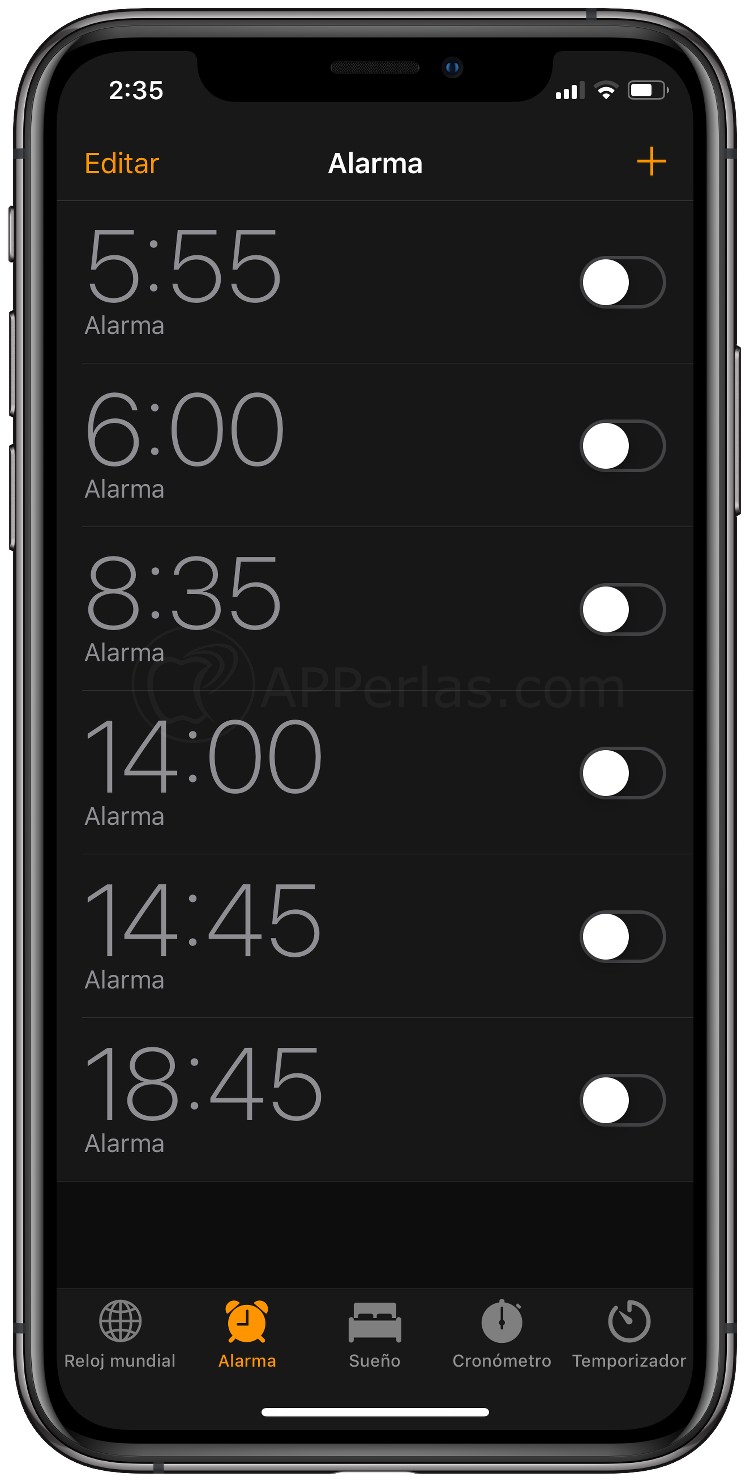 Alarmas del iPhone Alarmas del iPhone
