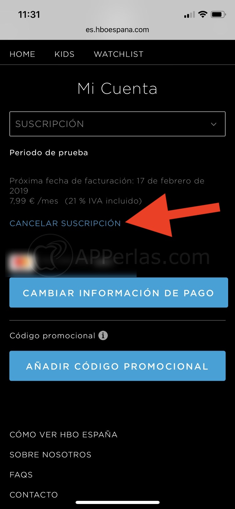 Cancelar suscripción Cancelar suscripción