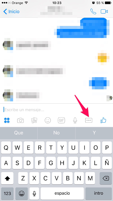 Abrir opciones juegos de Facebook Messenger 1