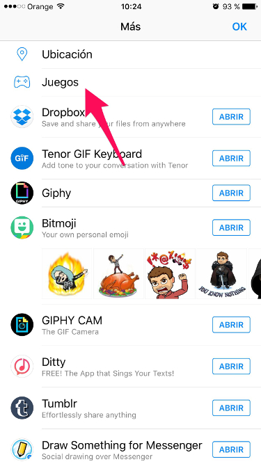 Juegos juegos de Facebook Messenger 2