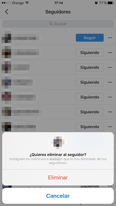 Eliminar siguen en Instagram 2