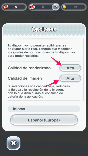 Seleccionar batería en Super Mario Run 2