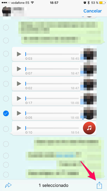 Compartir audios de WhatsApp en el iPhone 2