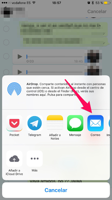 correo audios de WhatsApp en el iPhone 3