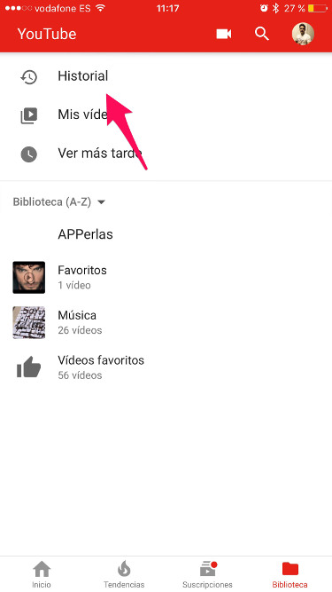 historial de Youtube 1