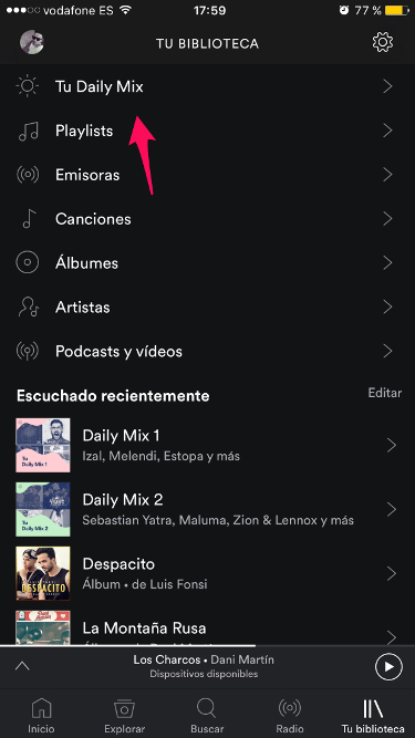 Tu Daily Mix la música de Spotify 1
