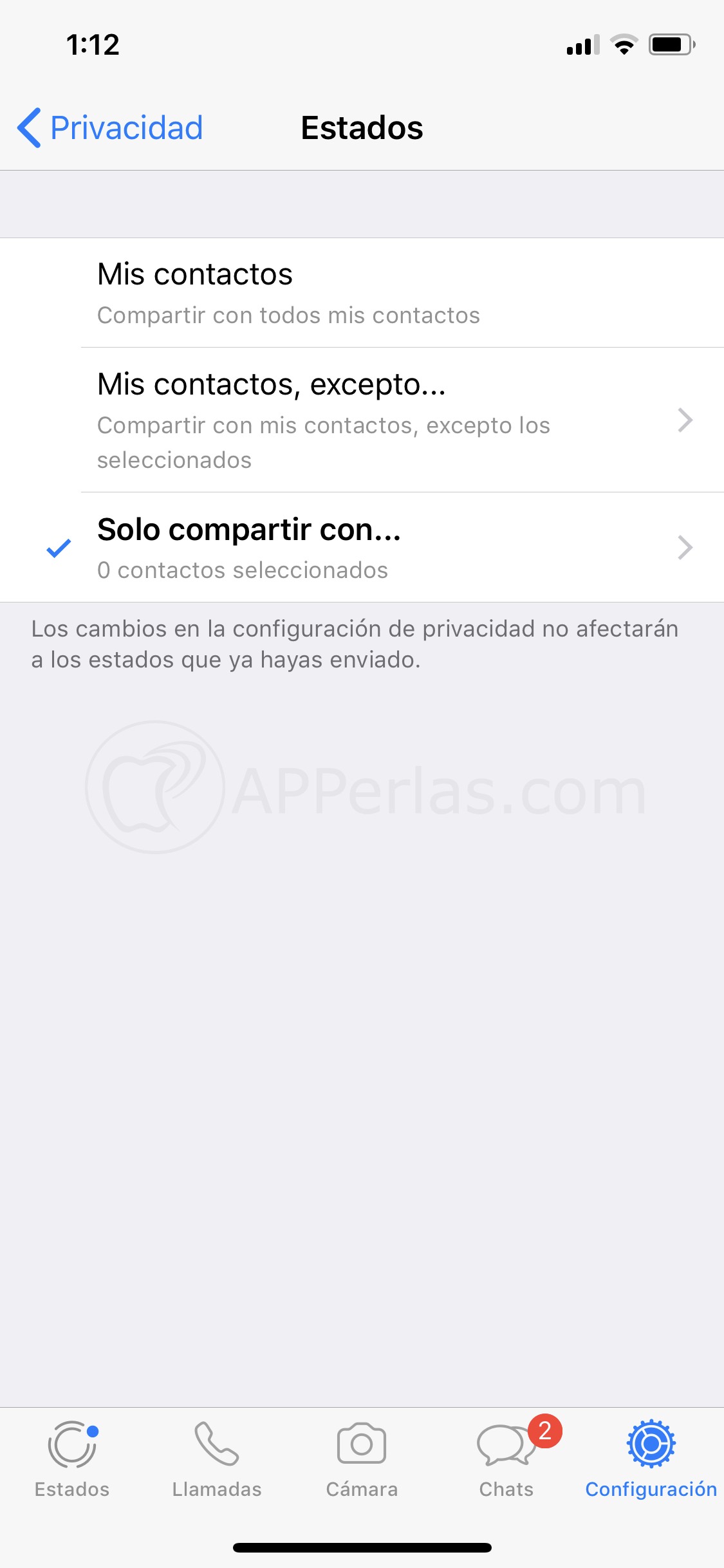 Cómo desactivar los estados de Whatsapp Cómo desactivar los estados de Whatsapp