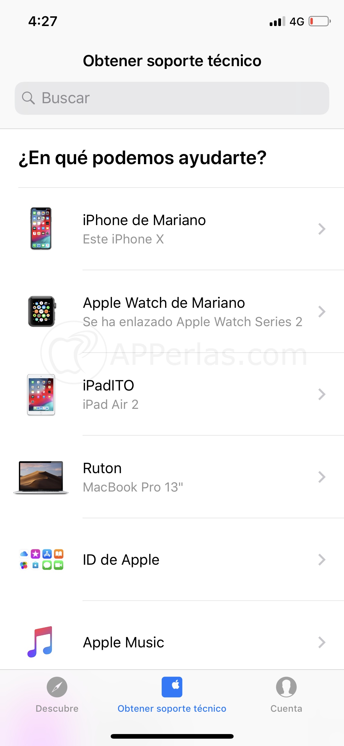 Listado de dispositivos y servicios de Apple Listado de dispositivos y servicios de Apple