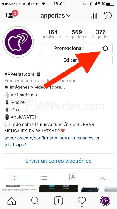 ajustes botón ajustes en Instagram 2