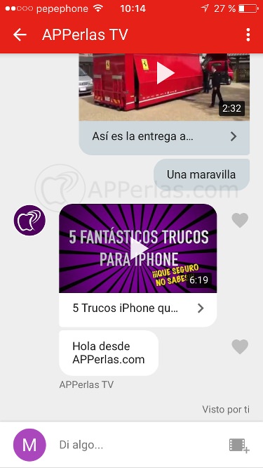 Interfaz del chat de vídeo en Youtube Interfaz del chat de vídeo en Youtube