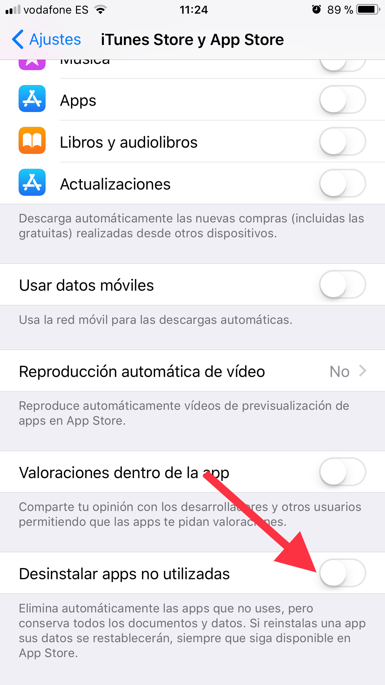Desactivar apps eliminar automáticamente 2