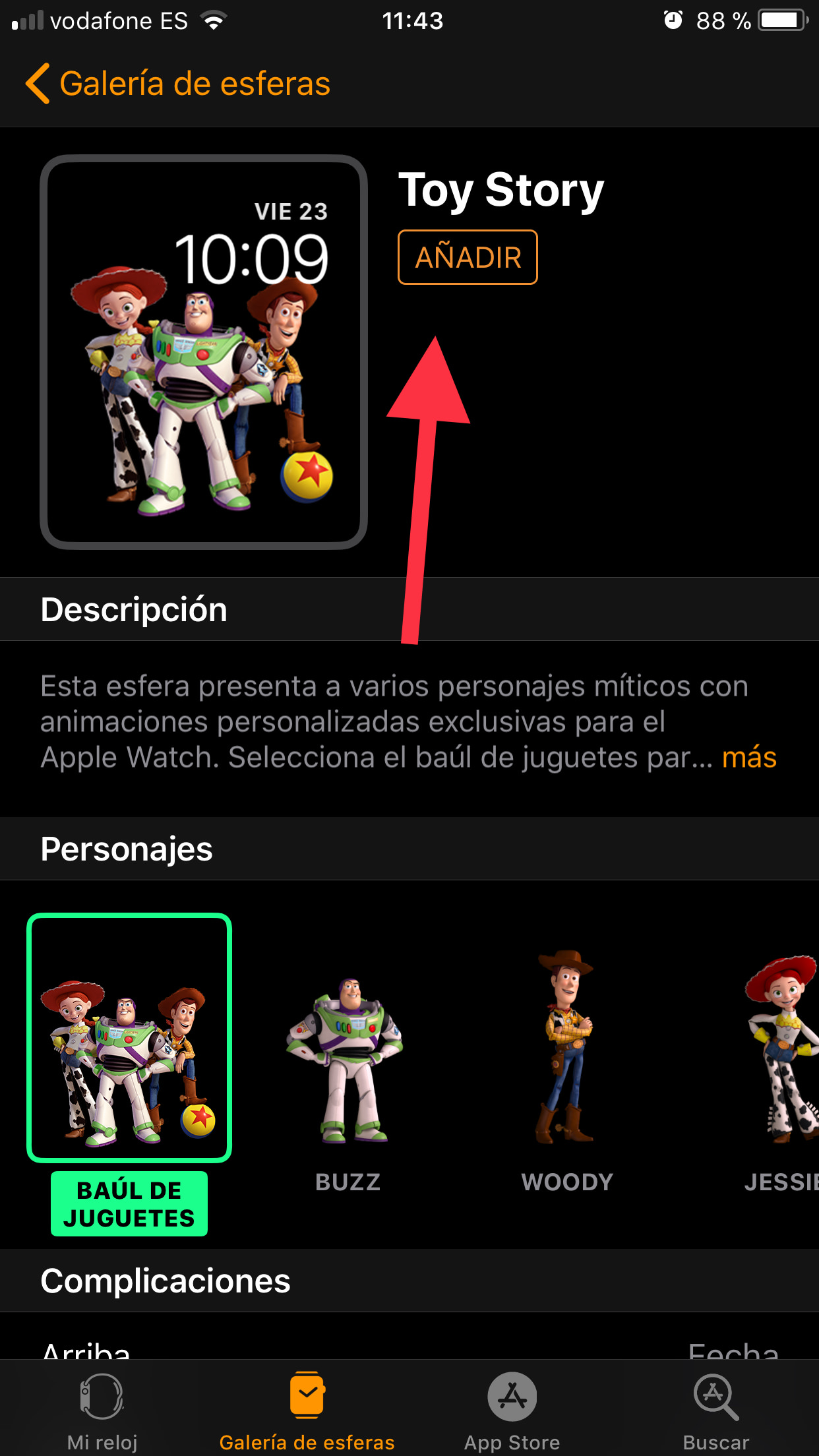 Añadir Toy Story en el Apple Watch 2
