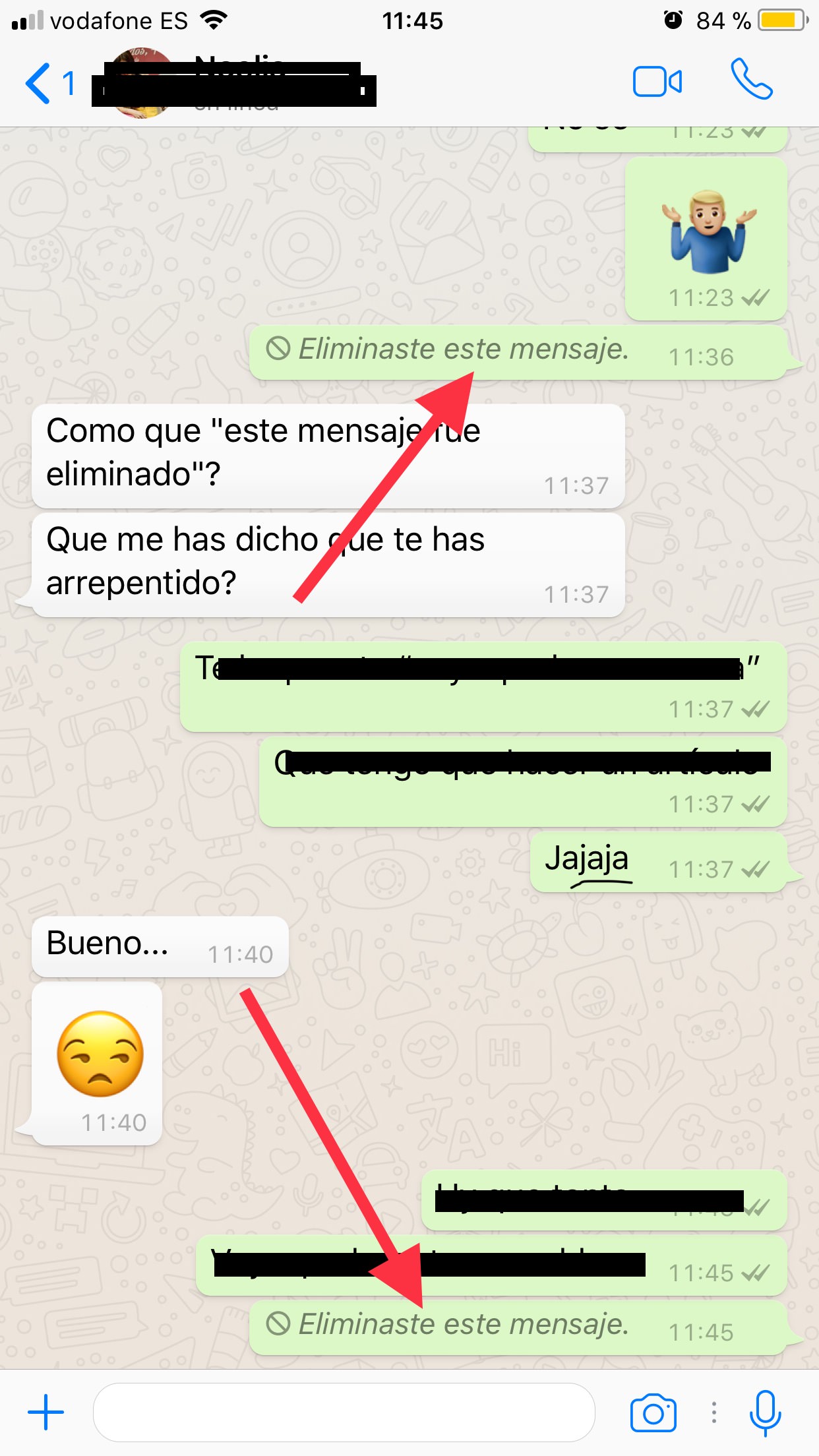 Mensaje borrado eliminar mensajes en WhatsApp 3