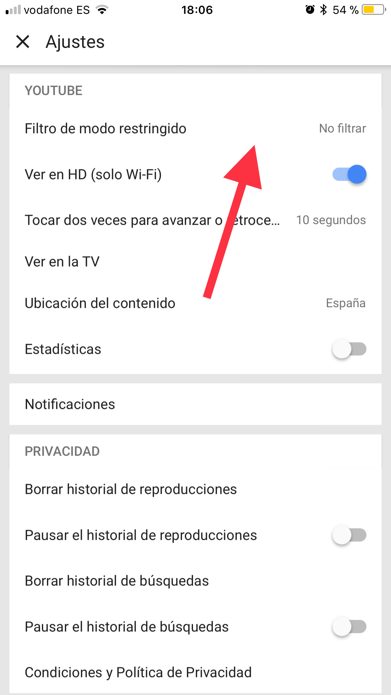 filtro restringido en Youtube 2