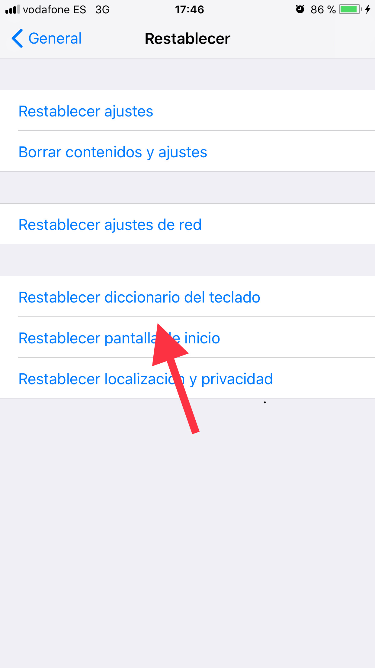 Restablecer teclado del iPhone 1