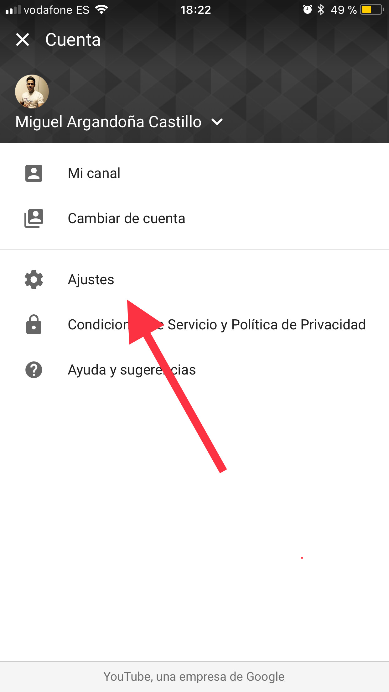 ajustes restringido en Youtube 1