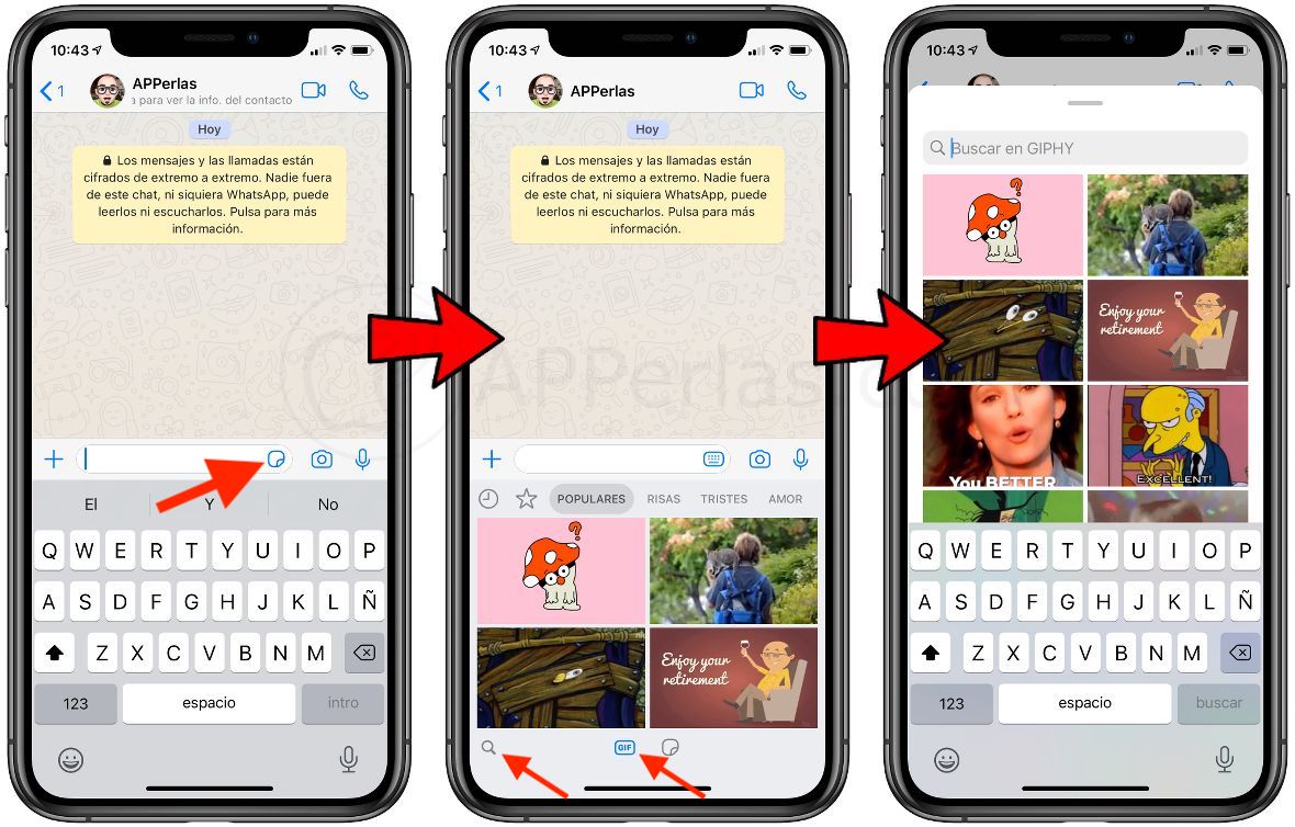 Proceso para acceder al buscador GIF de WhatsApp Proceso para acceder al buscador GIF de WhatsApp