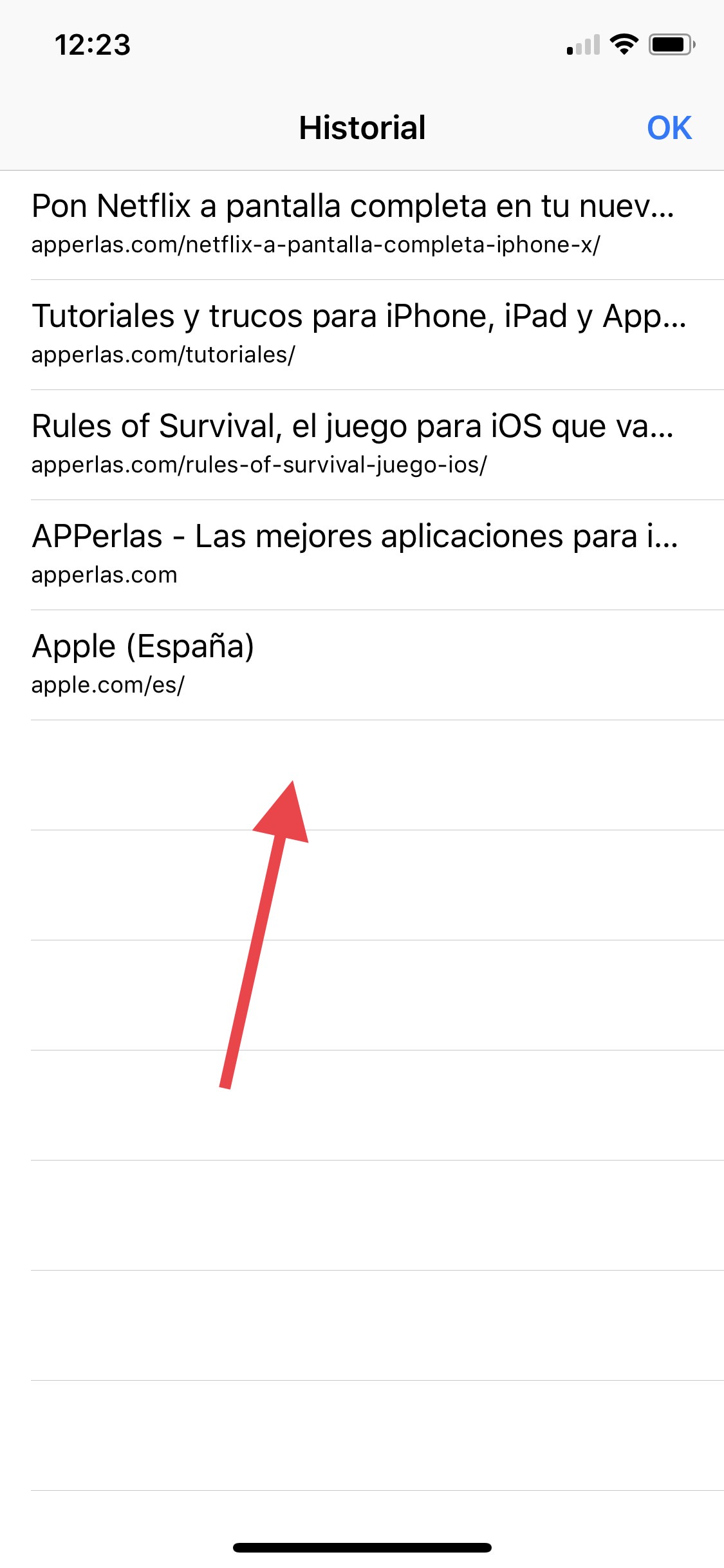 historial Safari en iPhone 2