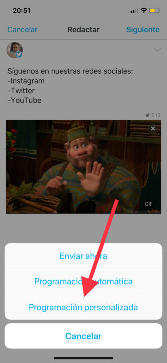Programar tweet con GIF 3