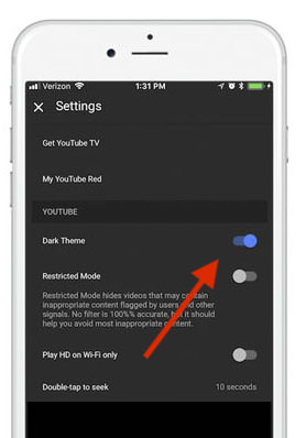 Dark theme oscuro en Youtube 2