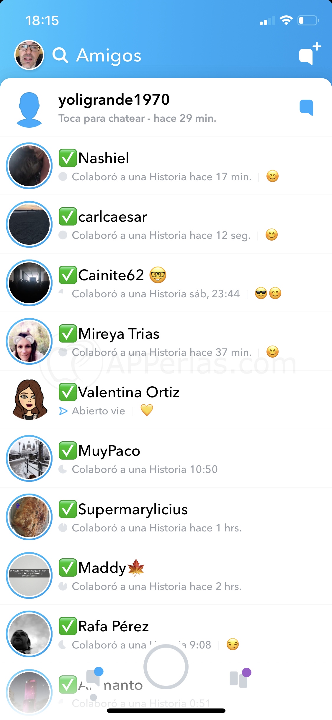 Pantalla izquierda de snapchat Pantalla izquierda de snapchat