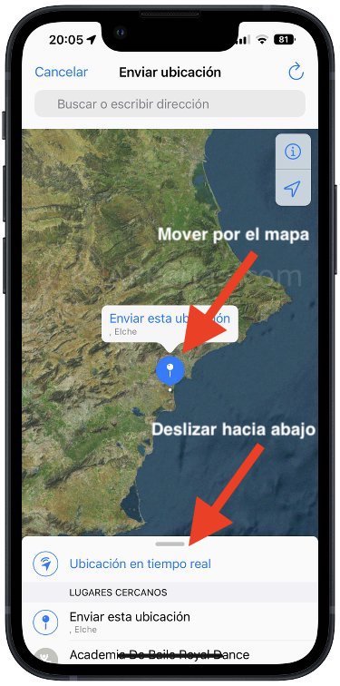 Localizar en el mapa el lugar que quieres enviar Localizar en el mapa el lugar que quieres enviar
