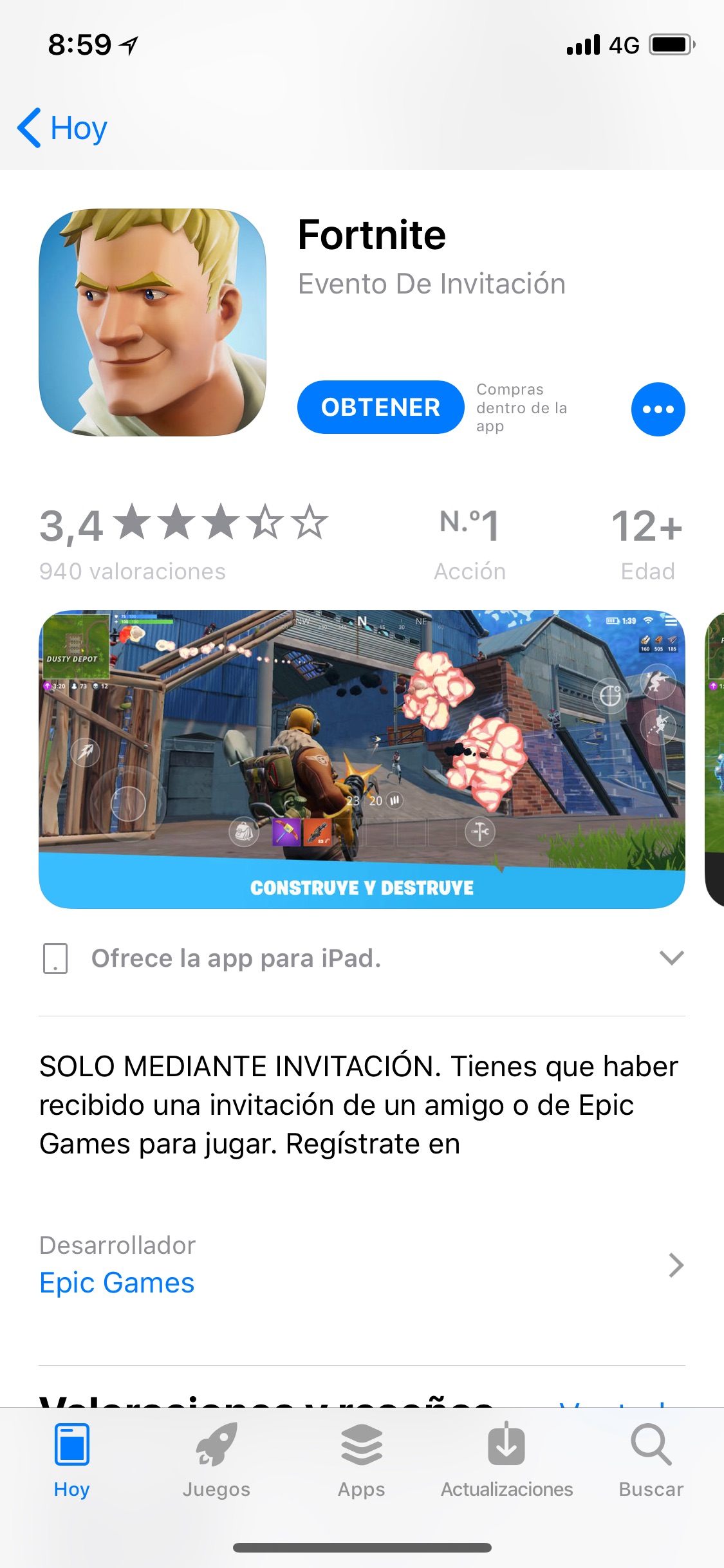 Descarga Fortnite en iPhone