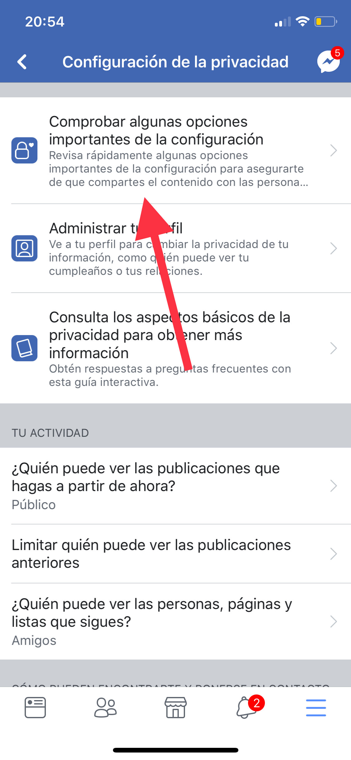 Comprobar privacidad de tu cuenta de Facebook 2