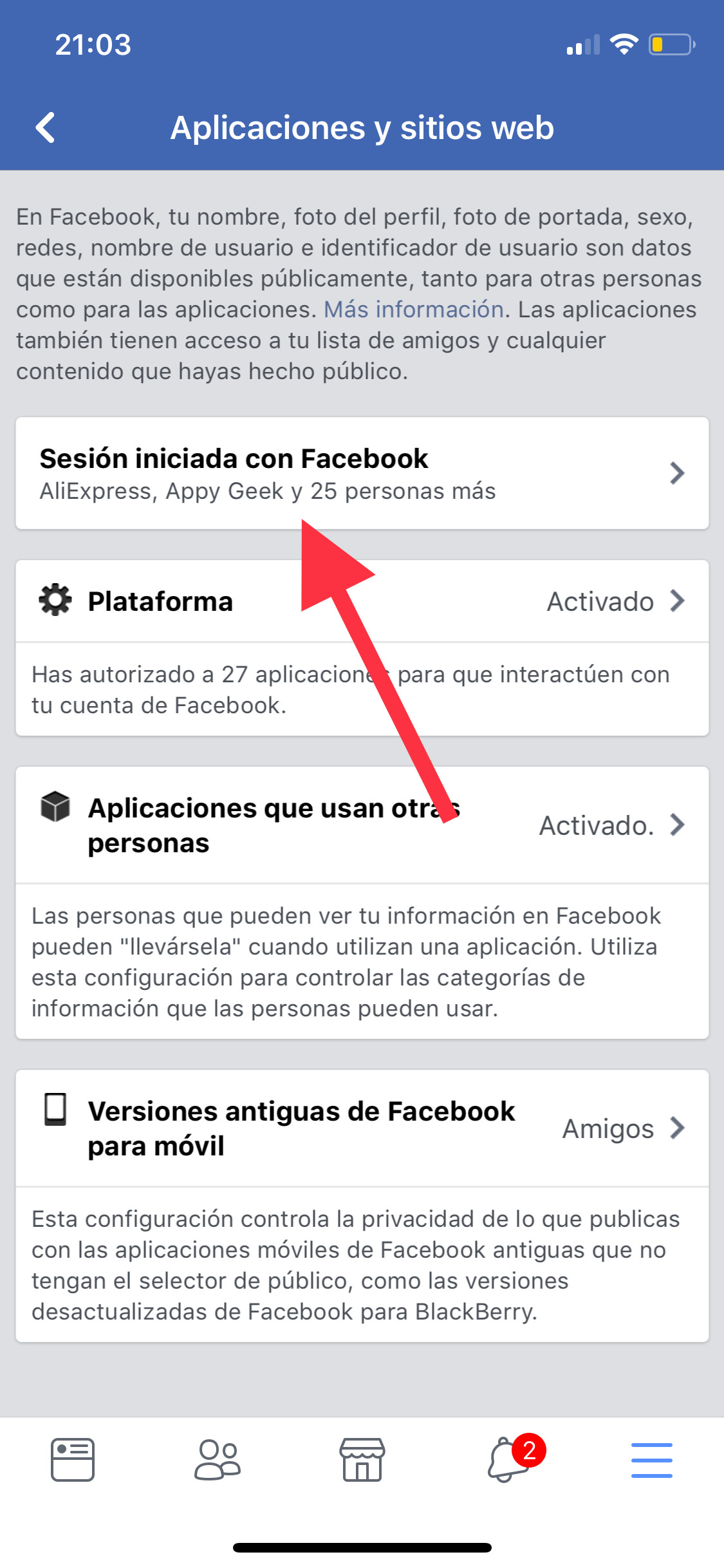 Sesión privacidad de tu cuenta de Facebook 4
