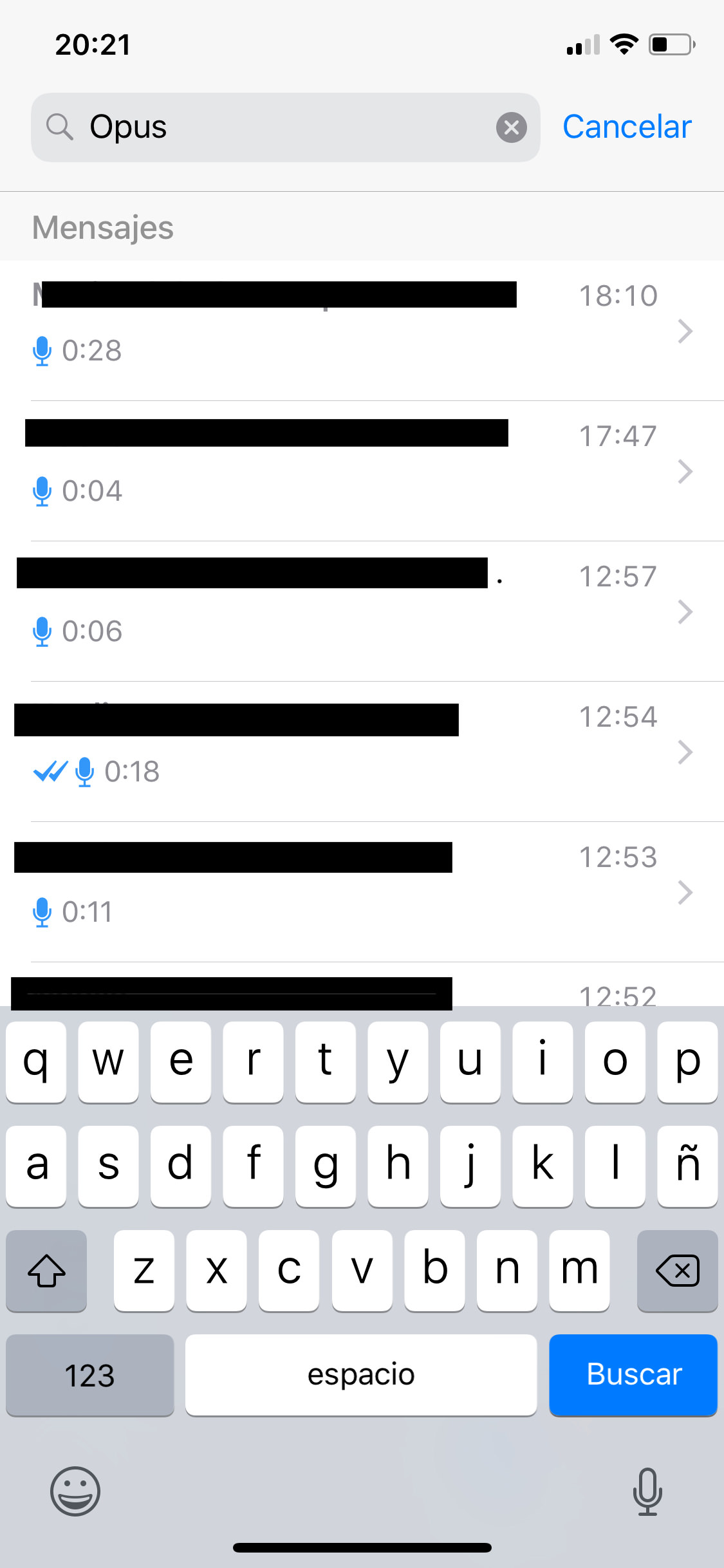 Opus buscar audios en WhatsApp 1
