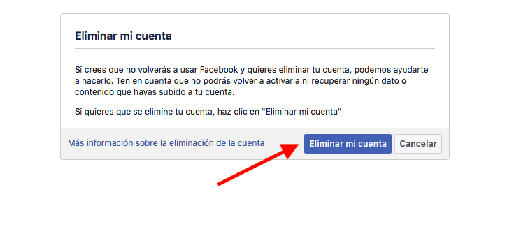 Borrar borrar una cuenta de Facebook 3