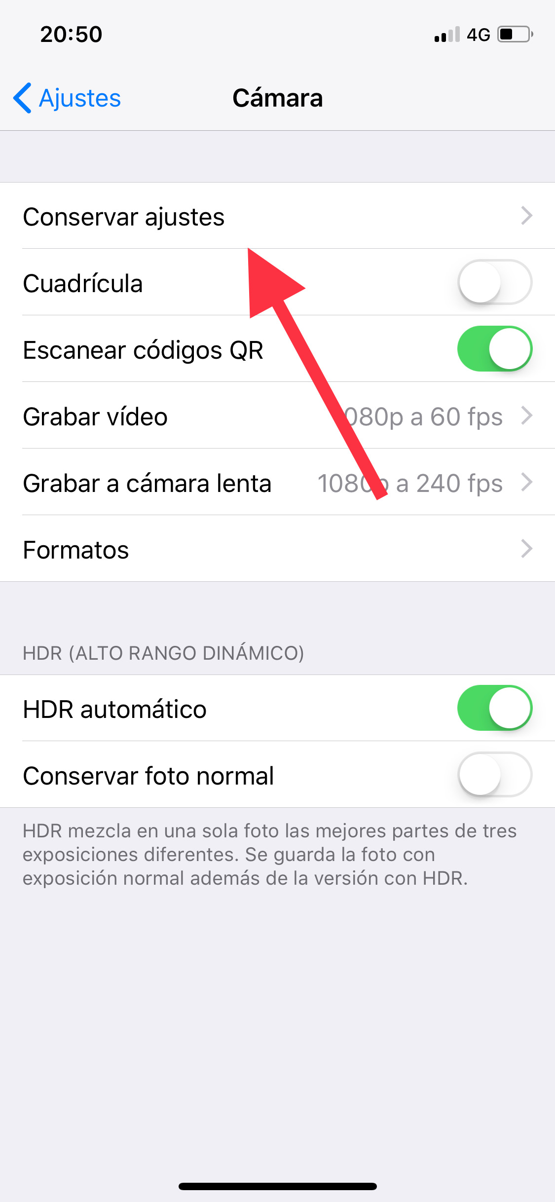 Conservar app cámara del iPhone 1
