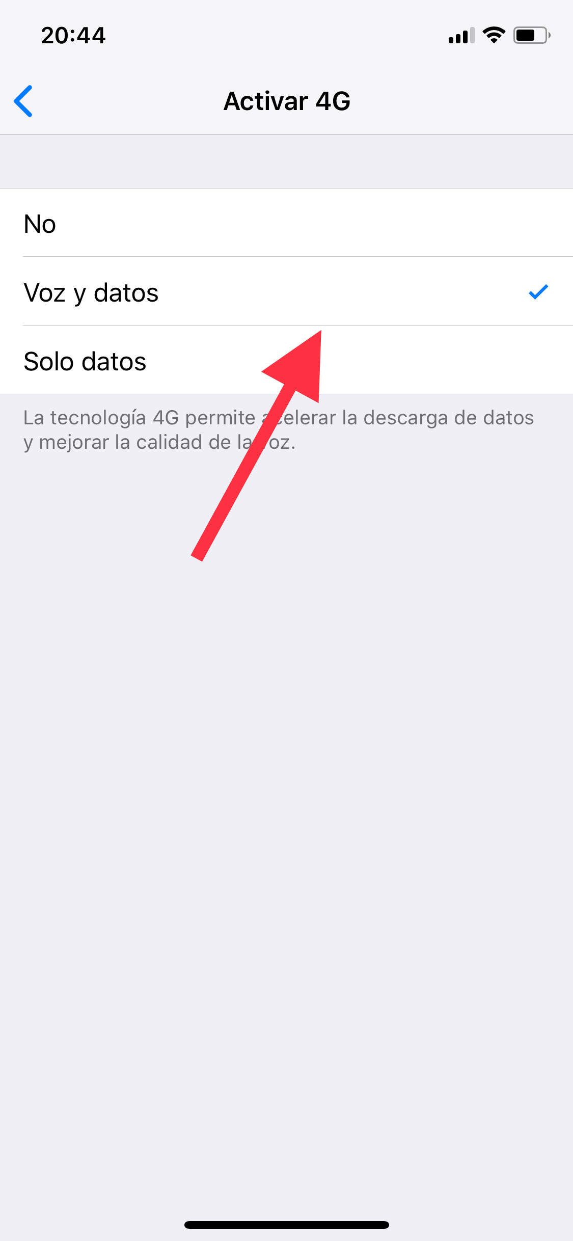 Voz y datos llamadas de voz en el iPhone 2