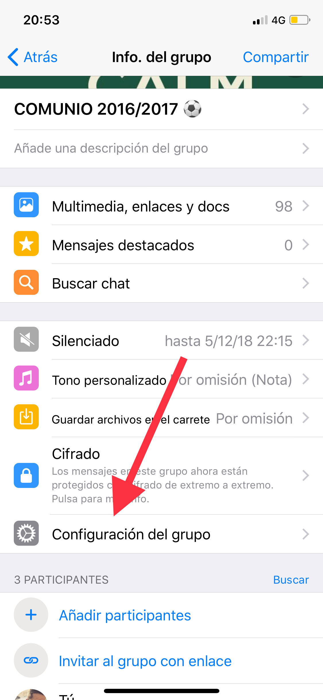 configuración configuración del grupo de WhatsApp 1