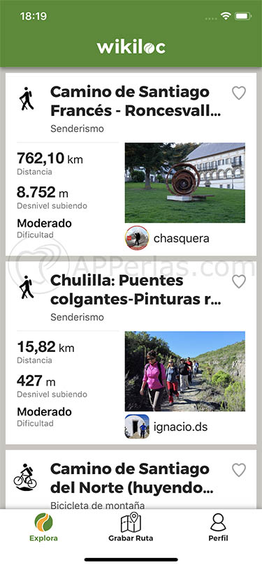 Diferentes rutas subidas por usuarios Diferentes rutas subidas por usuarios