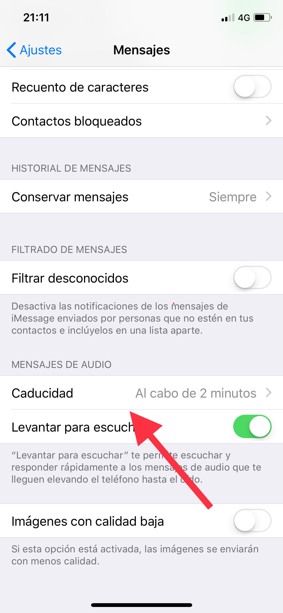 caducidad eliminar los audios de iMessage 1