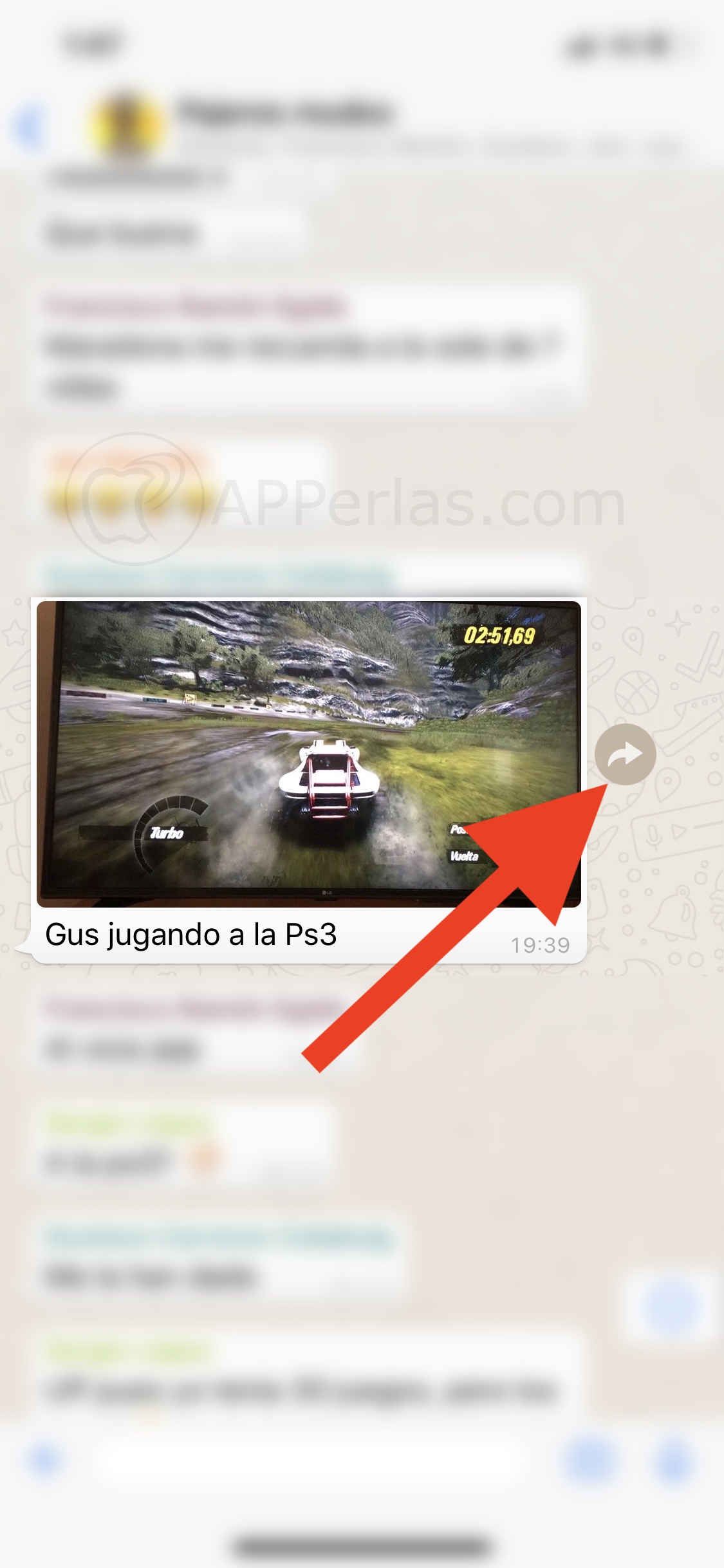 Botón para compartir vídeos y fotos recibidas Botón para compartir vídeos y fotos recibidas