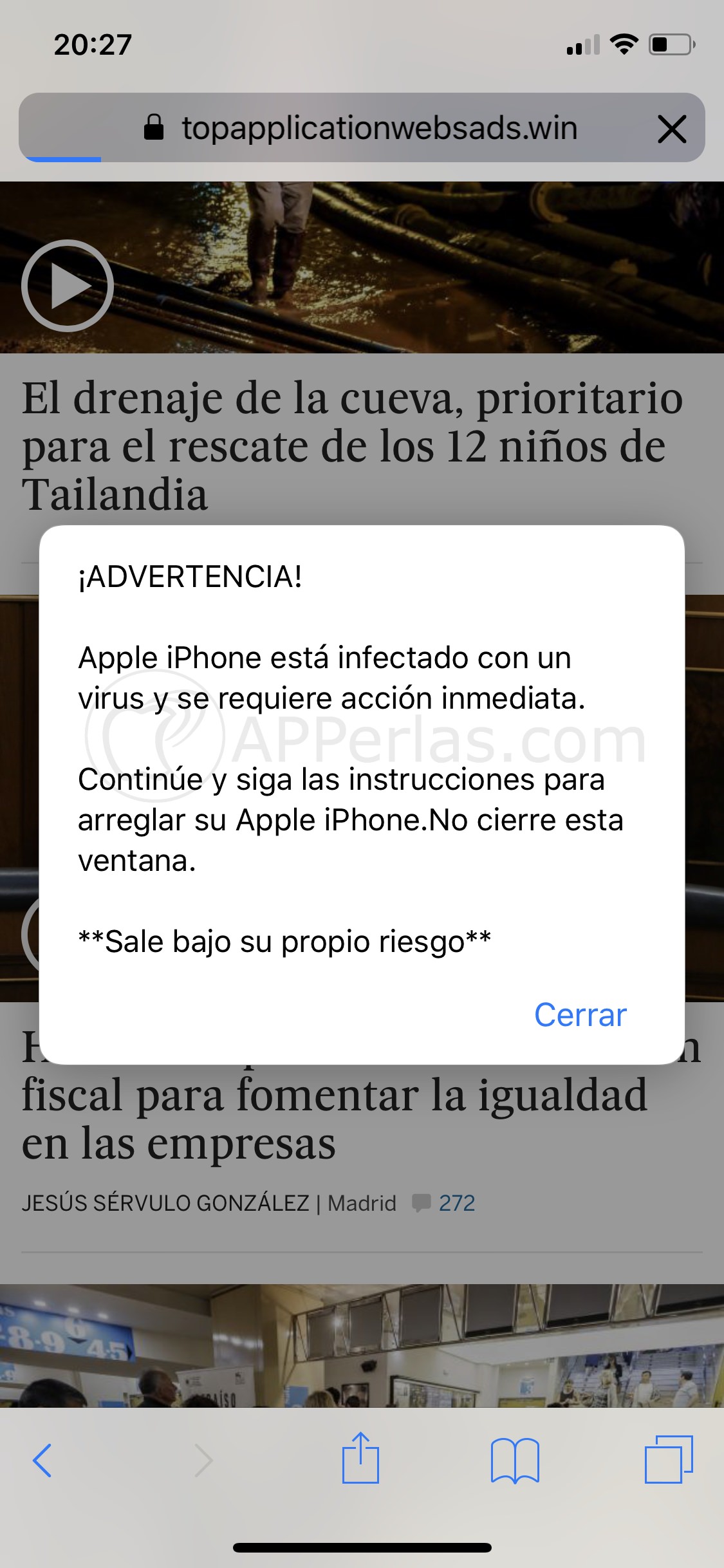 Aviso de Virus en iPhone Aviso de Virus en iPhone