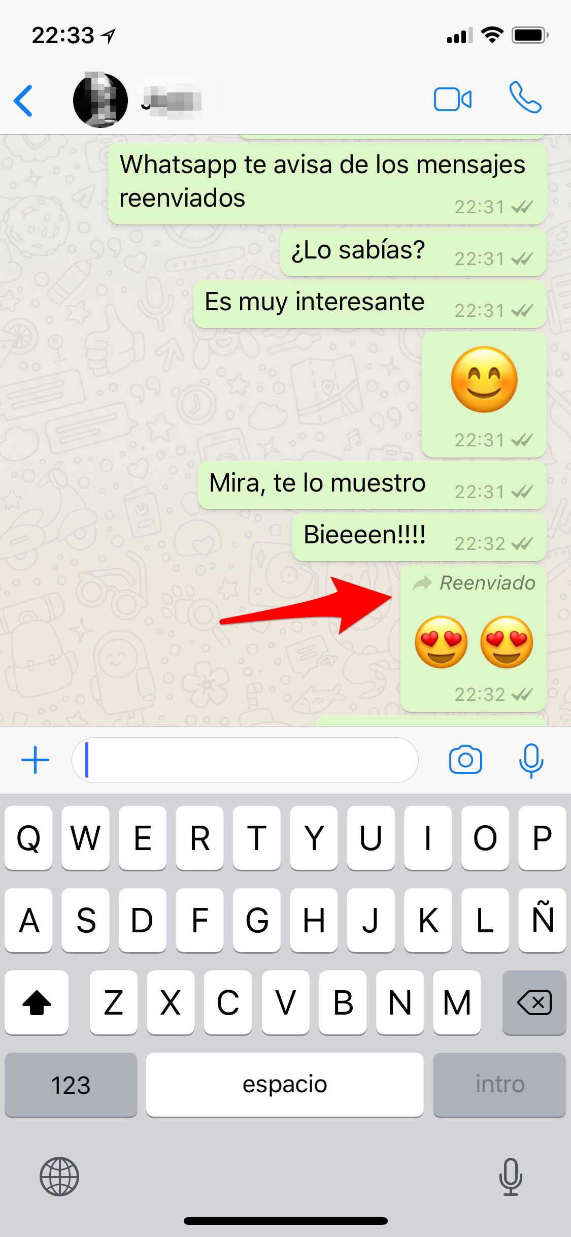 Mensaje reenviado en Whatsapp Mensaje reenviado en Whatsapp