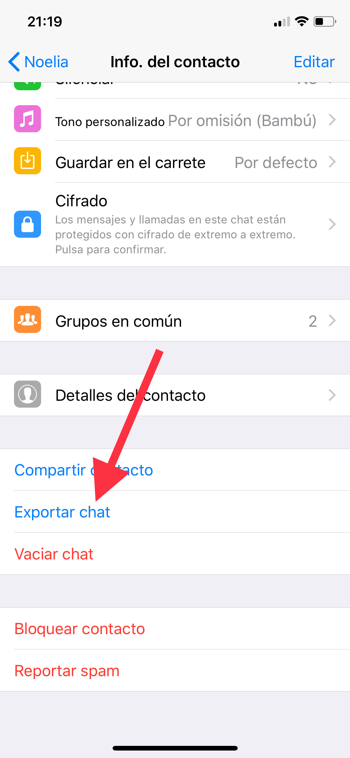 exportar WhatsApp por mail 1