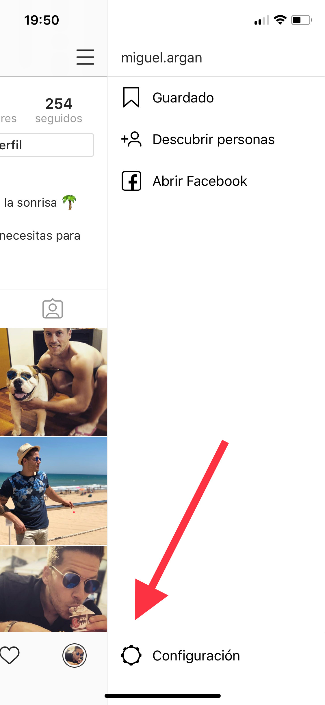 botón ajustes botón ajustes en Instagram 3