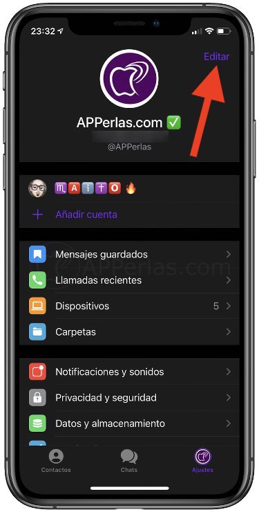 Edita tu perfil de Telegram Edita tu perfil de Telegram