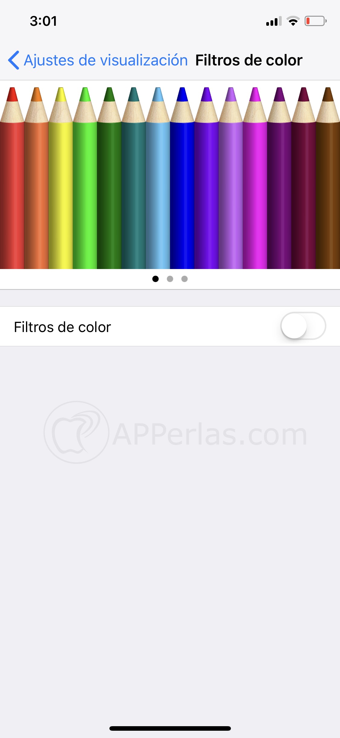 Activa los filtros de color Activa los filtros de color