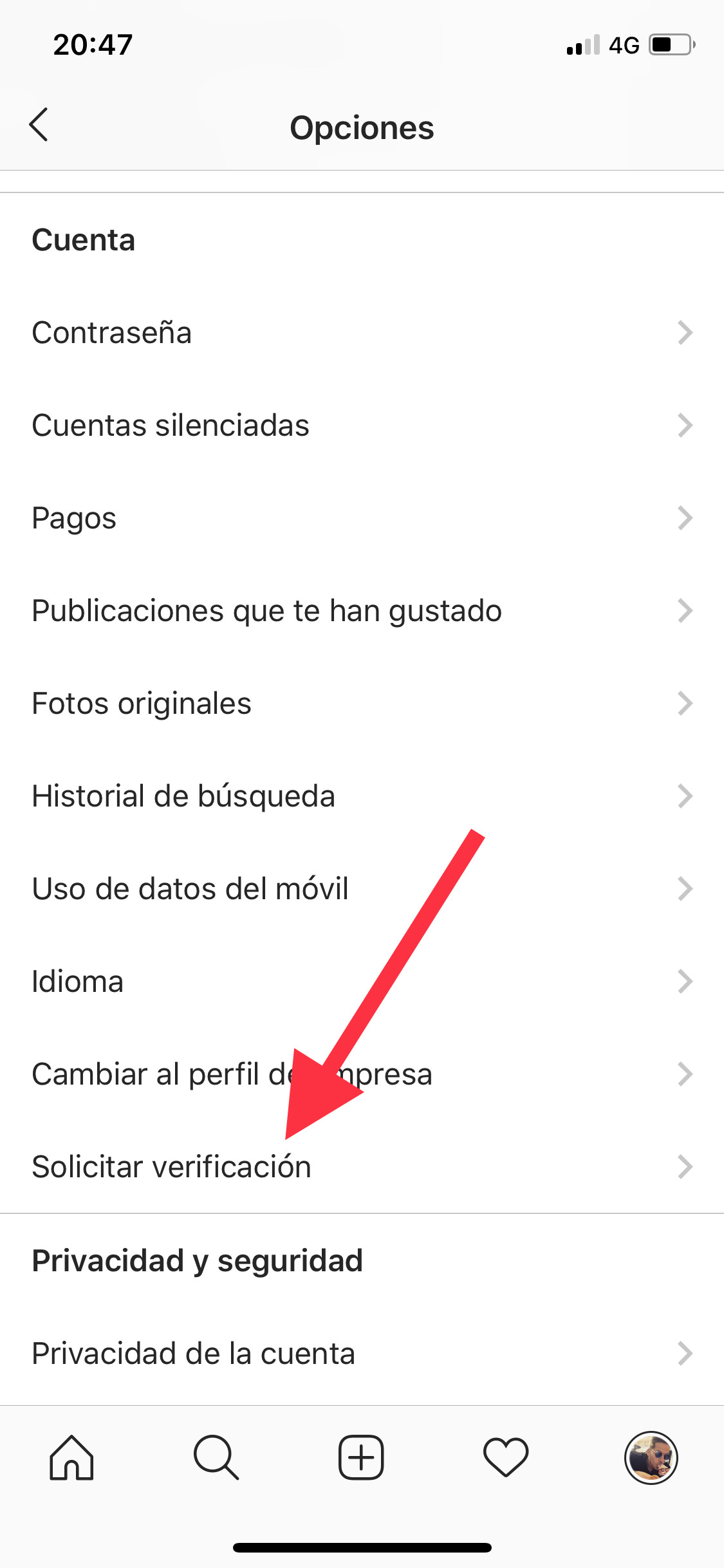 Verificar verificar una cuenta de Instagram 1