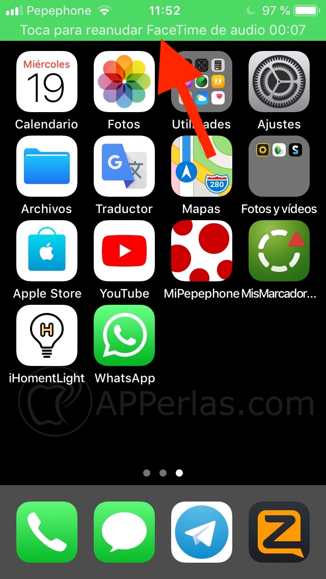 Icono de llamada en los iPhone 8 e inferiores Icono de llamada en los iPhone 8 e inferiores